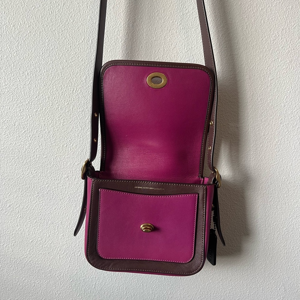 Coach Original Leather Magenta and Brown Crossbody Bag - EUC - No Call Outs - Picture 7 of 14